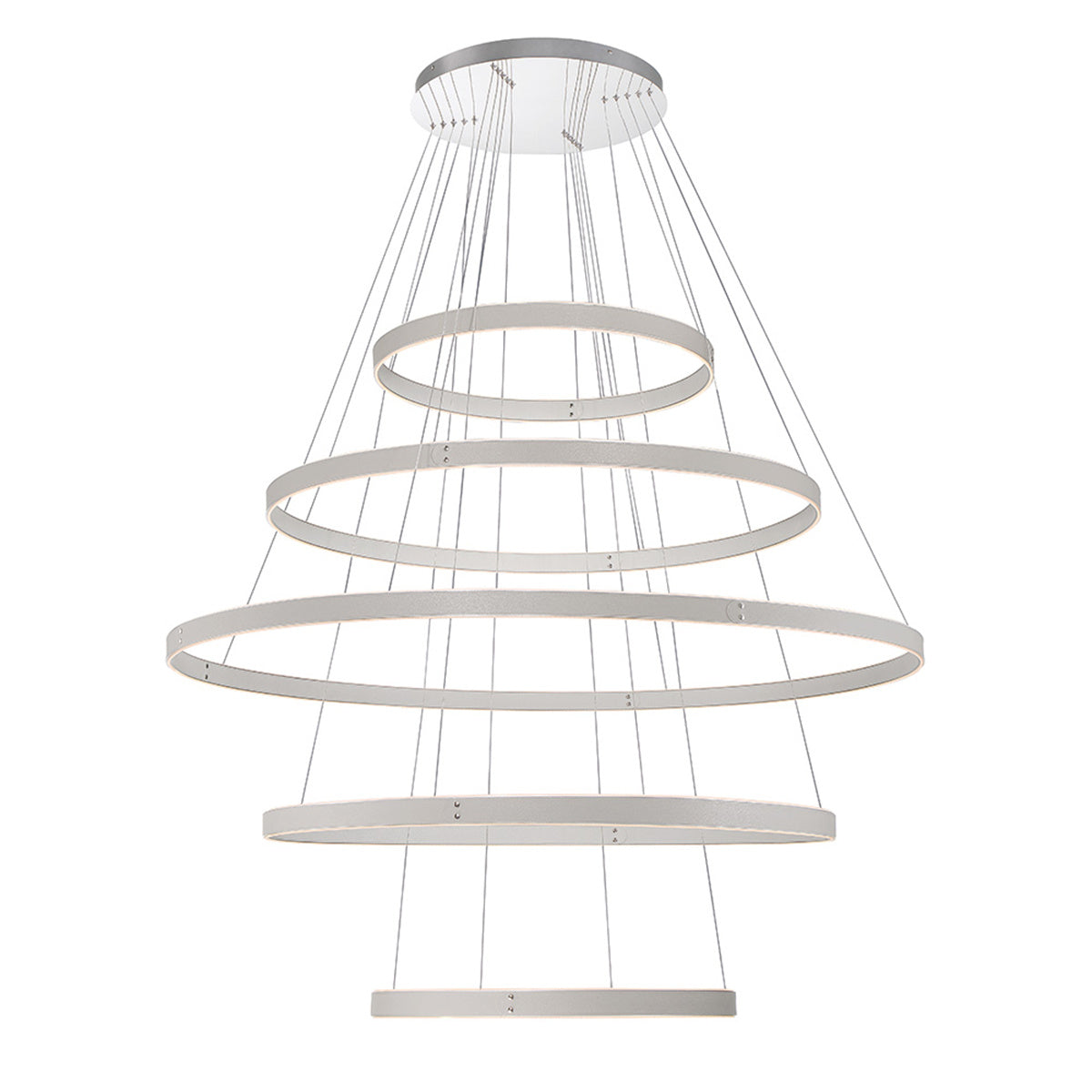 Eurofase Verdura 60" 5-Light LED Chandelier, Matte Grey with White Acrylic, front view