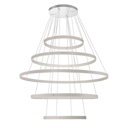 Eurofase Verdura 60" 5-Light LED Chandelier, Matte Grey with White Acrylic, front view