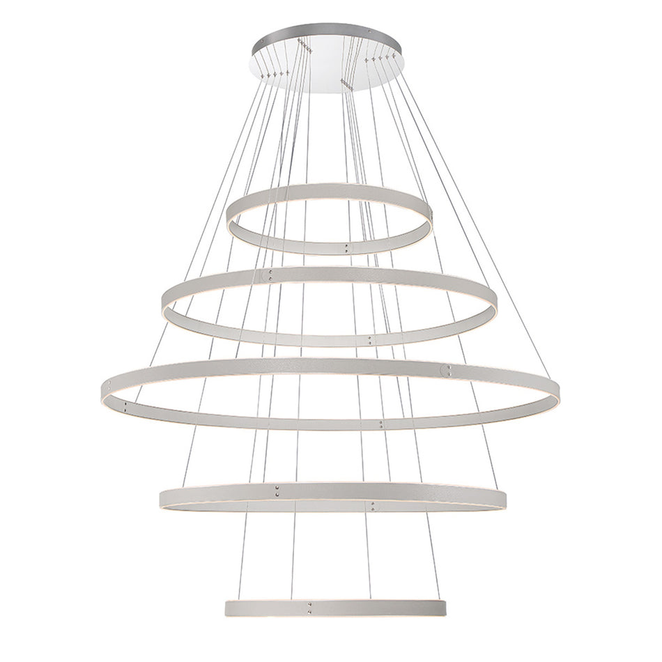 Eurofase Verdura 60" 5-Light LED Chandelier, Matte Grey with White Acrylic, front view