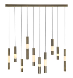 Eurofase Ronda 50" 10-Light LED Chandelier, Weathered Brass with Alabaster, front view