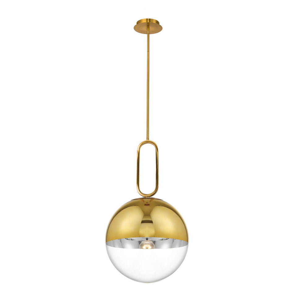 Eurofase Prospect 12" Pendant, Gold with Clear Glass, front view