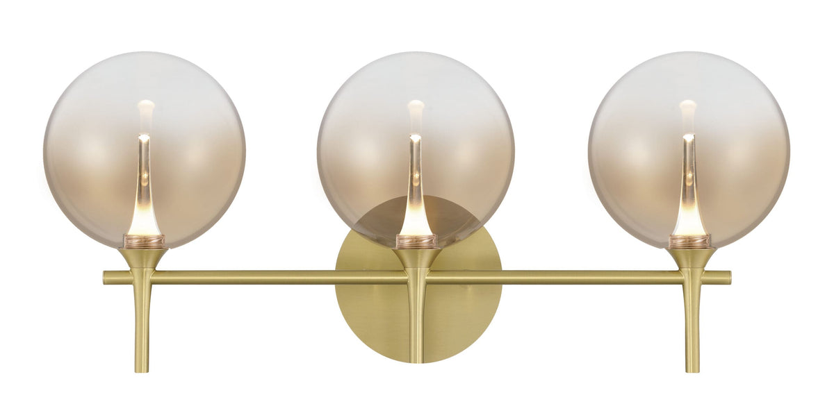 Eurofase Iissa 3-Light LED Vanity, Gold with Amber Glass, front view