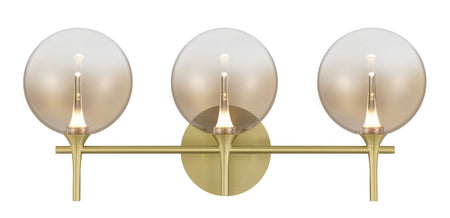 Eurofase Iissa 3-Light LED Vanity, Gold with Amber Glass, front view