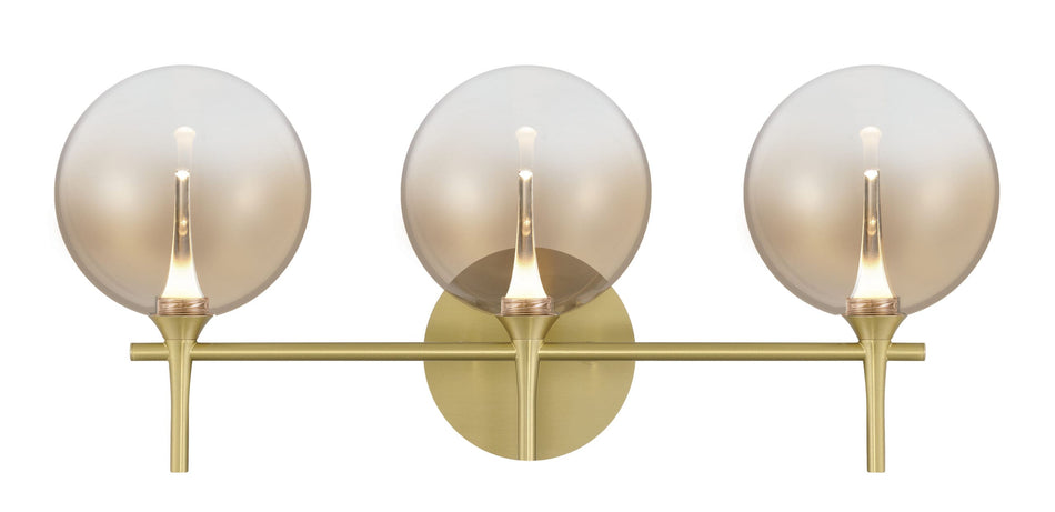 Eurofase Iissa 3-Light LED Vanity, Gold with Amber Glass, front view