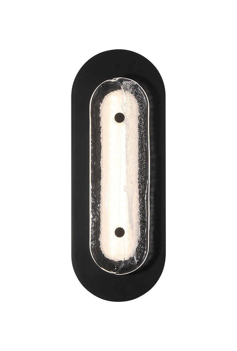 Eurofase Tramore 16" LED Outdoor Wall Light, Powder Coat Black with Glass, front view