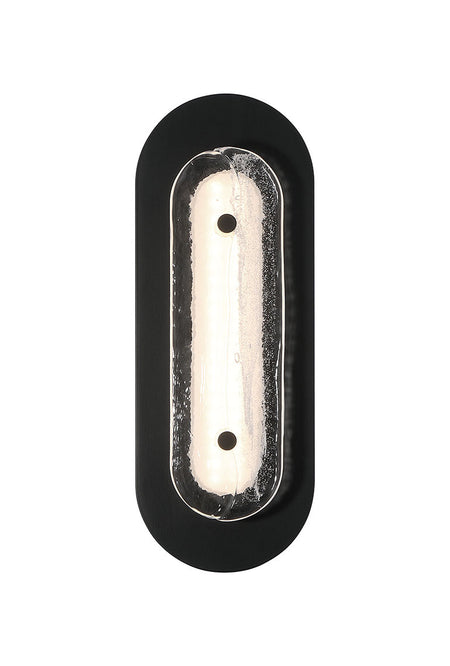 Eurofase Tramore 16" LED Outdoor Wall Light, Powder Coat Black with Glass, front view