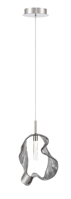 Eurofase Norah 13" Pendant, Polished Nickel with Smoked Glass, front view