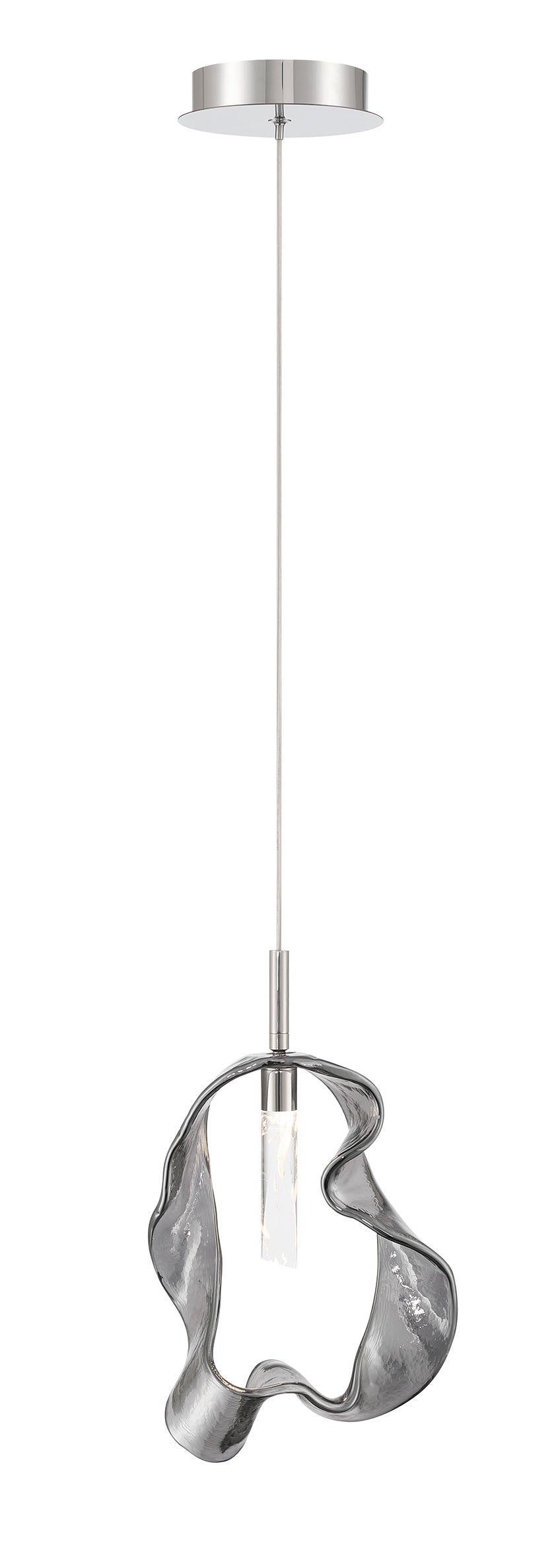 Eurofase Norah 13" Pendant, Polished Nickel with Smoked Glass, front view