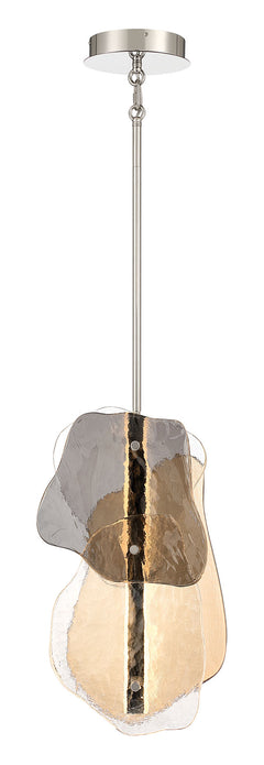 Eurofase Grotto 24" Pendant, Polished Nickel with Mixed Glass, front view