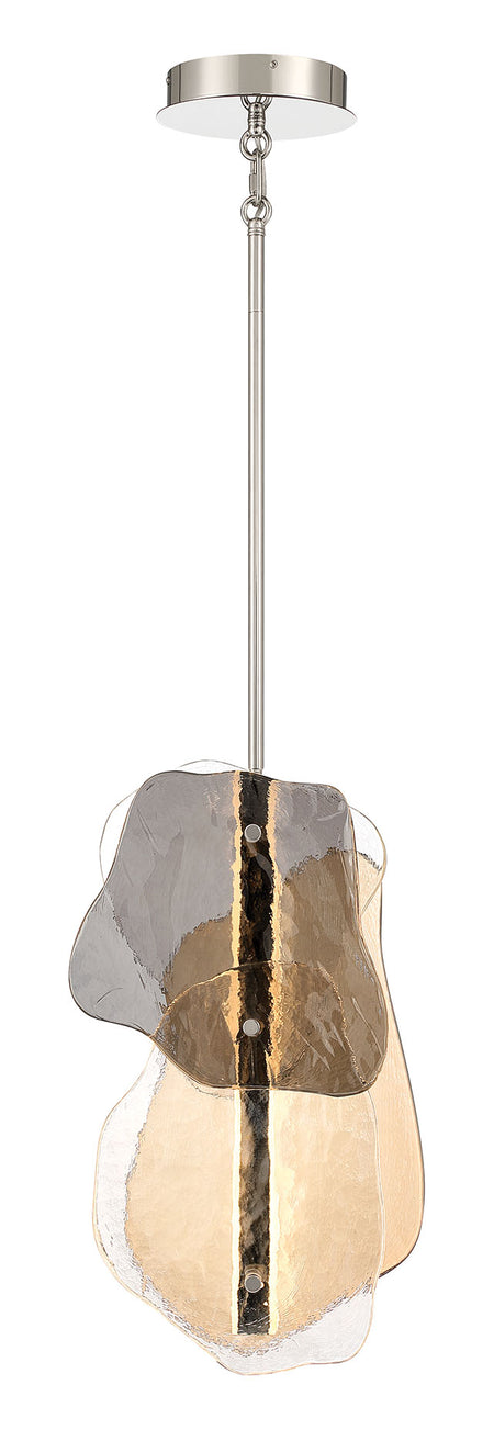 Eurofase Grotto 24" Pendant, Polished Nickel with Mixed Glass, front view
