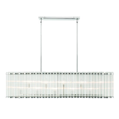 Eurofase Glasbury 52" 10-Light Chandelier, Polished Nickel with Ribbed Glass, front view