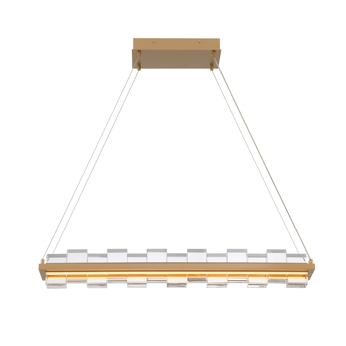 Eurofase Bruco 35" 2-Light LED Chandelier, Matte Gold with Clear Glass, front view