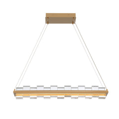 Eurofase Bruco 35" 2-Light LED Chandelier, Matte Gold with Clear Glass, front view