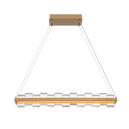 Eurofase Bruco 35" 2-Light LED Chandelier, Matte Gold with Clear Glass, front view
