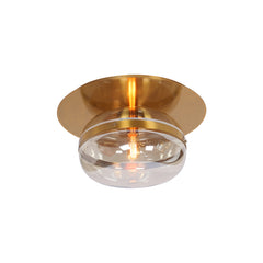 Eurofase Nottingham 14" Flush Mount, Antique Brass with Amber Glass, front view