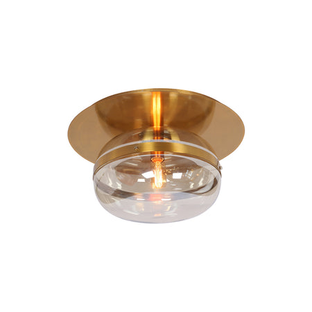 Eurofase Nottingham 14" Flush Mount, Antique Brass with Amber Glass, front view