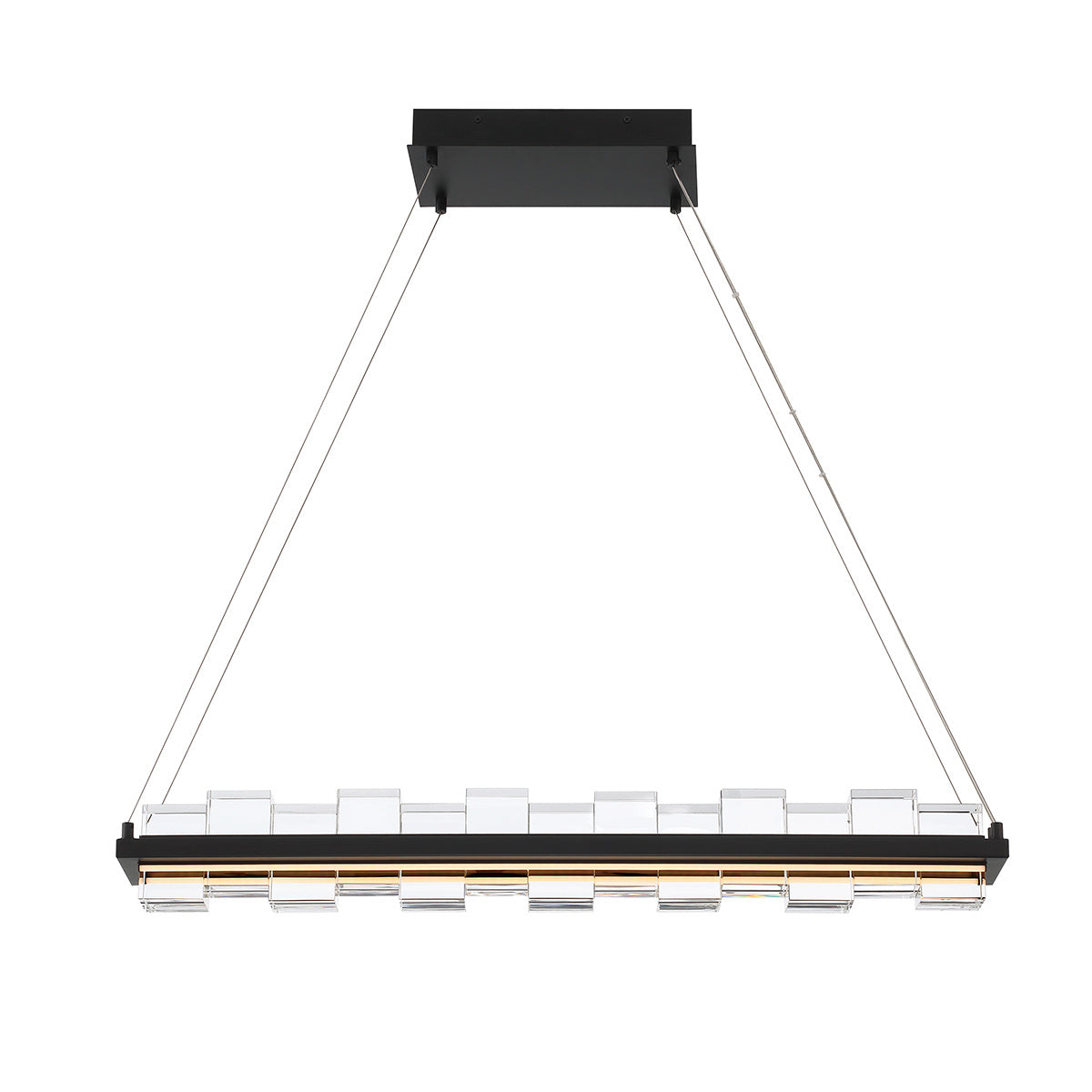 Eurofase Bruco 35" 2-Light LED Chandelier, Matte Black with Clear Glass, front view