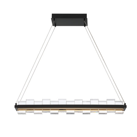 Eurofase Bruco 35" 2-Light LED Chandelier, Matte Black with Clear Glass, front view