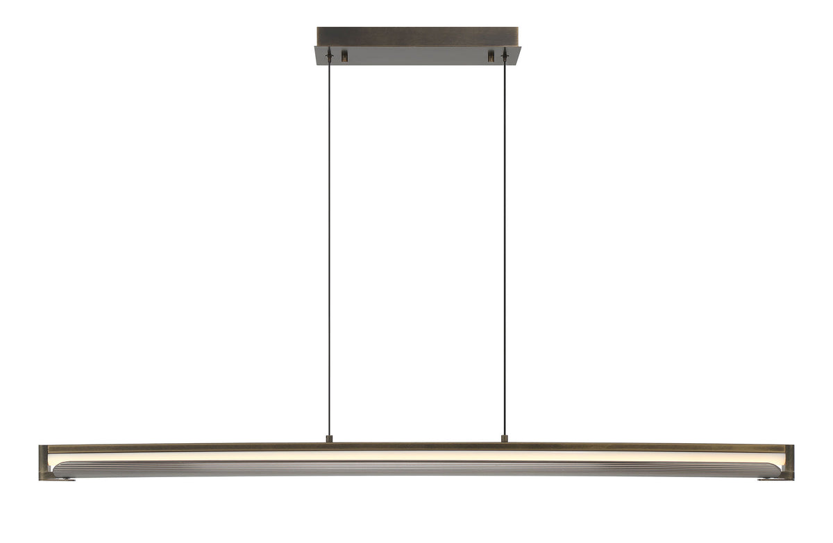 Eurofase Neoness 50" LED Chandelier, Weathered Brass with Smoked Glass, front view