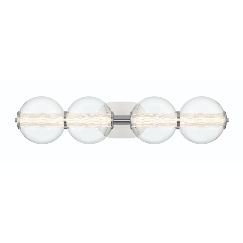 Eurofase Atomo 30" 4-Light Vanity, Chrome with Clear Glass, front view