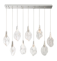 Eurofase Jateo 51" 13-Light LED Chandelier, Polished Nickel with Clear Glass, front view