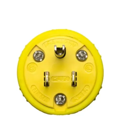 Ericson 5-15 NEMA Plug, Perma-Link, 2 Pole, 3 Wire, 125V, Small, Yellow - Maple Electric Supply 