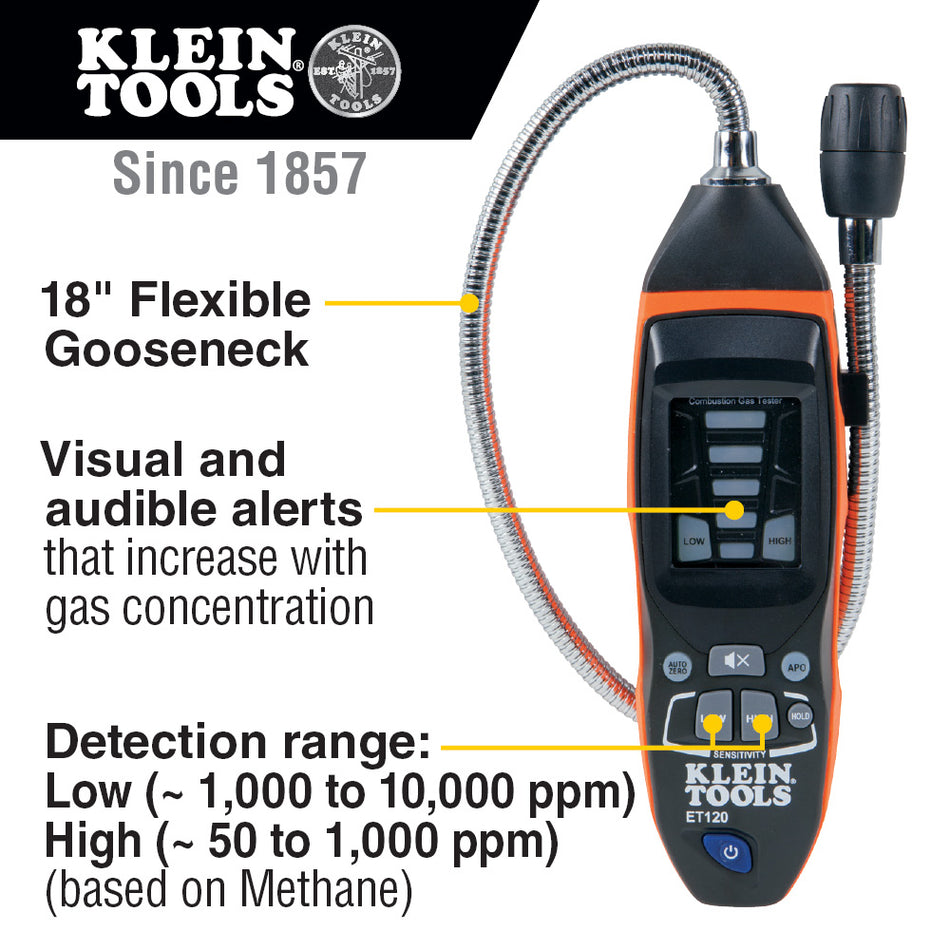 Klein Tools ET120 Combustible Gas Leak Detector - feature detail