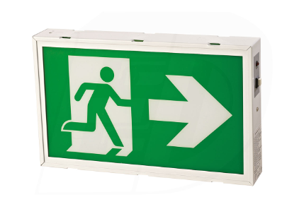 LED Running Man Exit Sign, Metal Frame Single and Double Sided Operation - Maple Electric Supply 