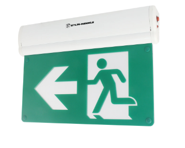 LED Running Man Exit Sign Edge Lit, Aluminum Body With 180º Adjustable Acrylic Panels, Thermoplastic Single Double Sided Operation - Maple Electric Supply 