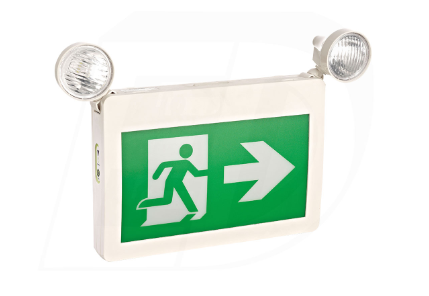 LED Running Man Exit Sign with Combo Heads, Thermoplastic Single and Double Sided Operation - Maple Electric Supply 