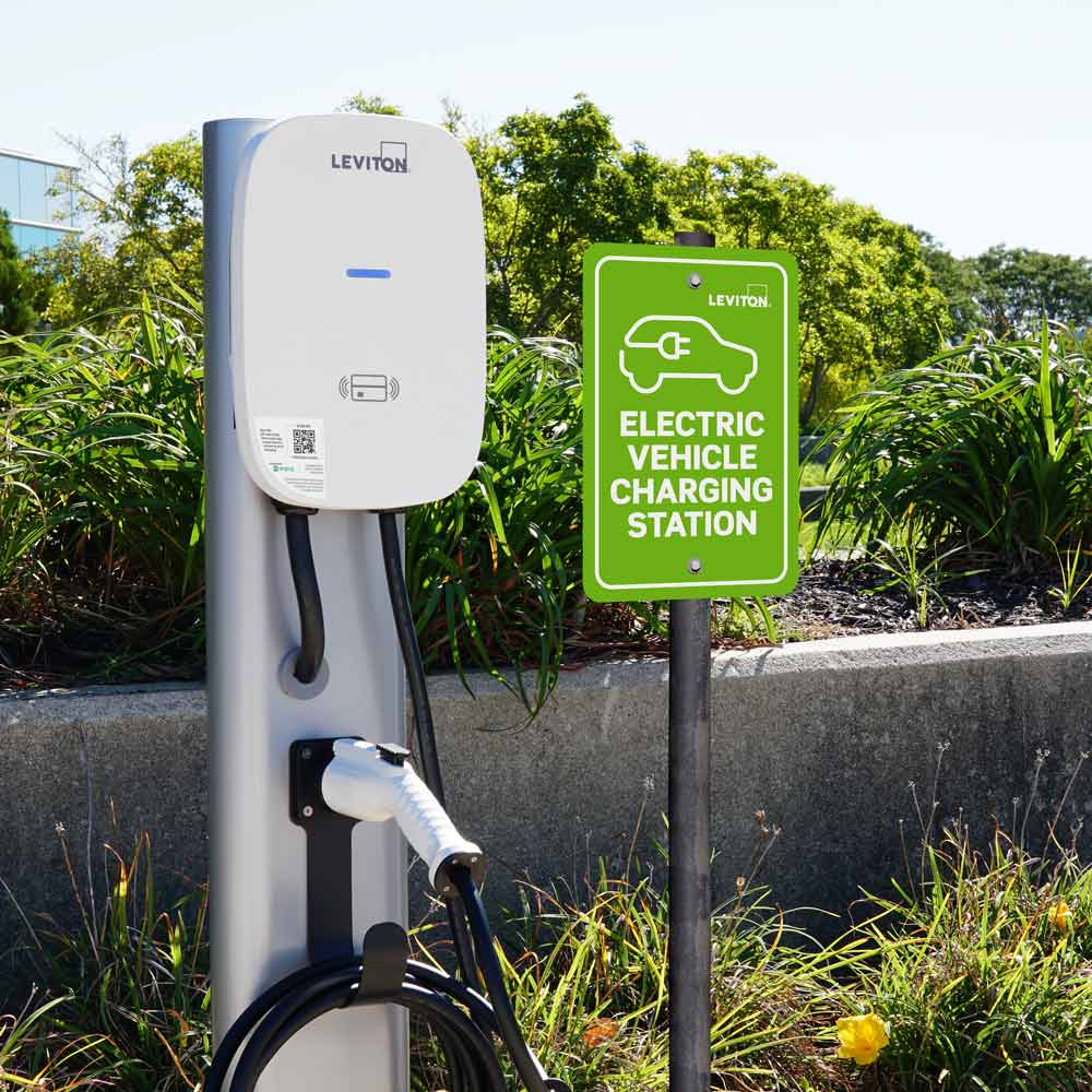 A photo of a EV Charger, by EV48G 48 Amp Level 2 Electric Vehicle Charging Station Charging Station Management Software - Leviton eCommerce - Maple Electric Supply in Canada