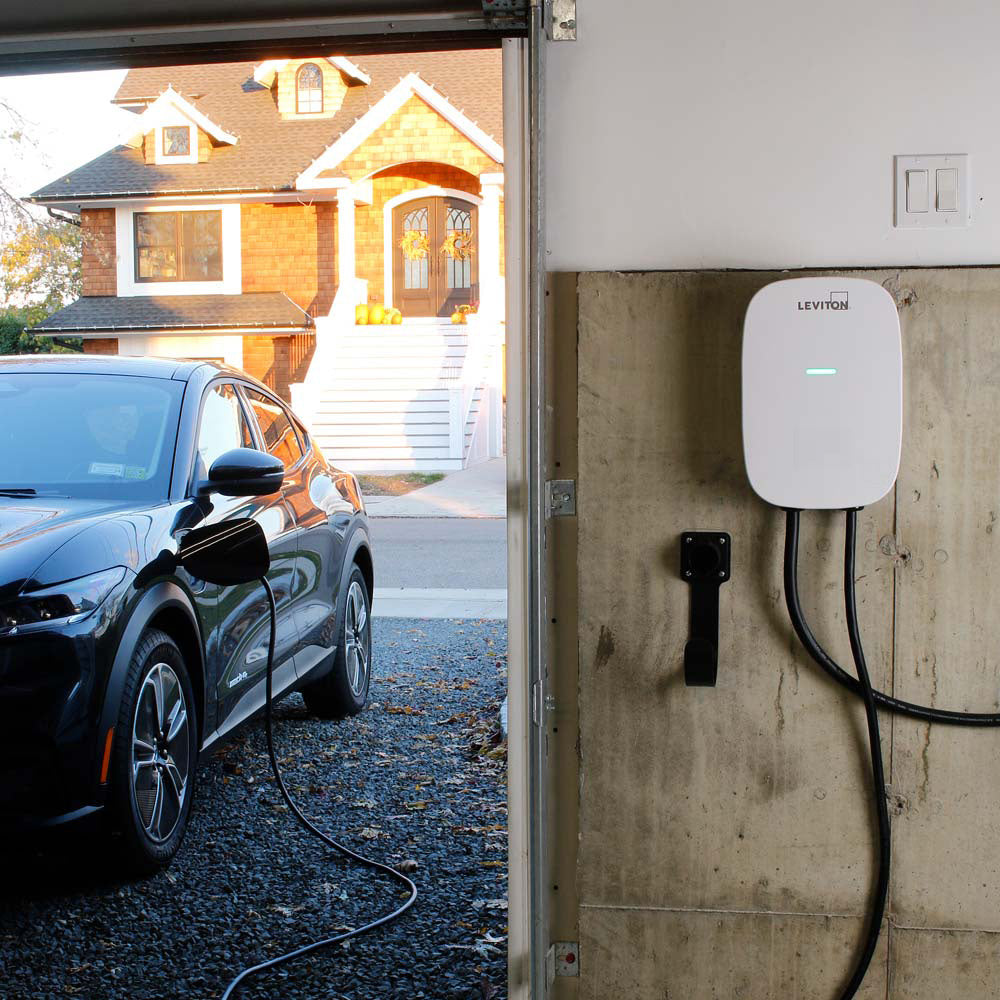 A photo of a , by EV480 48 Amp Level 2 Electric Vehicle Charging Station - EV Series - Leviton eCommerce - Maple Electric Supply in Canada