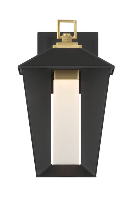 Eurofase Andson 13" LED Outdoor Wall Light, Brass-Sand Black Mix with Frosted Acrylic, front view