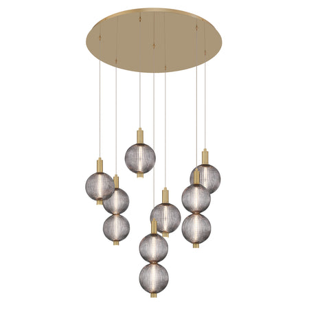Eurofase Palmas 30" 7-Light LED Chandelier, Gold with Smoked Glass, front view