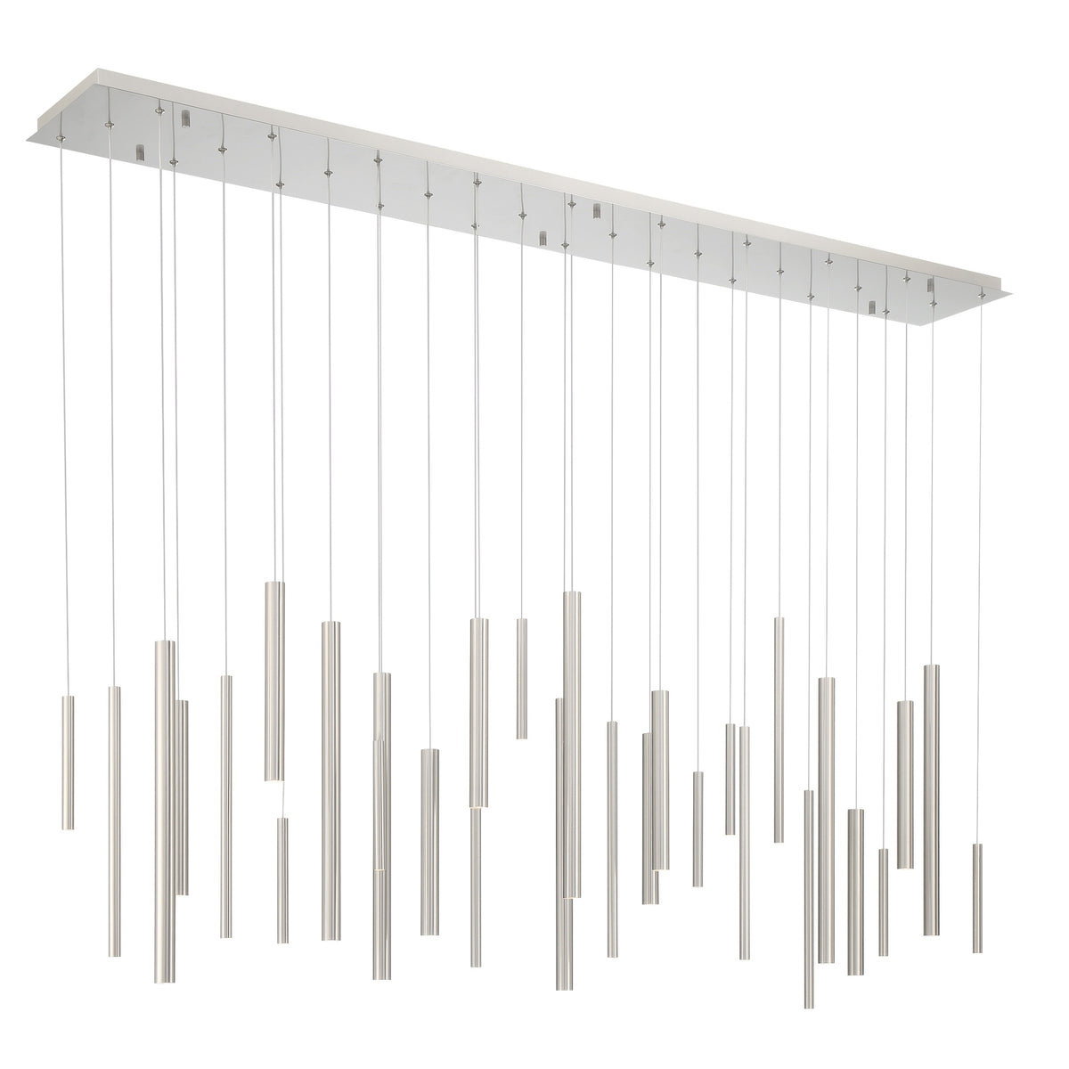 Eurofase Santana 72" 30-Light LED Chandelier, Satin Nickel, front view