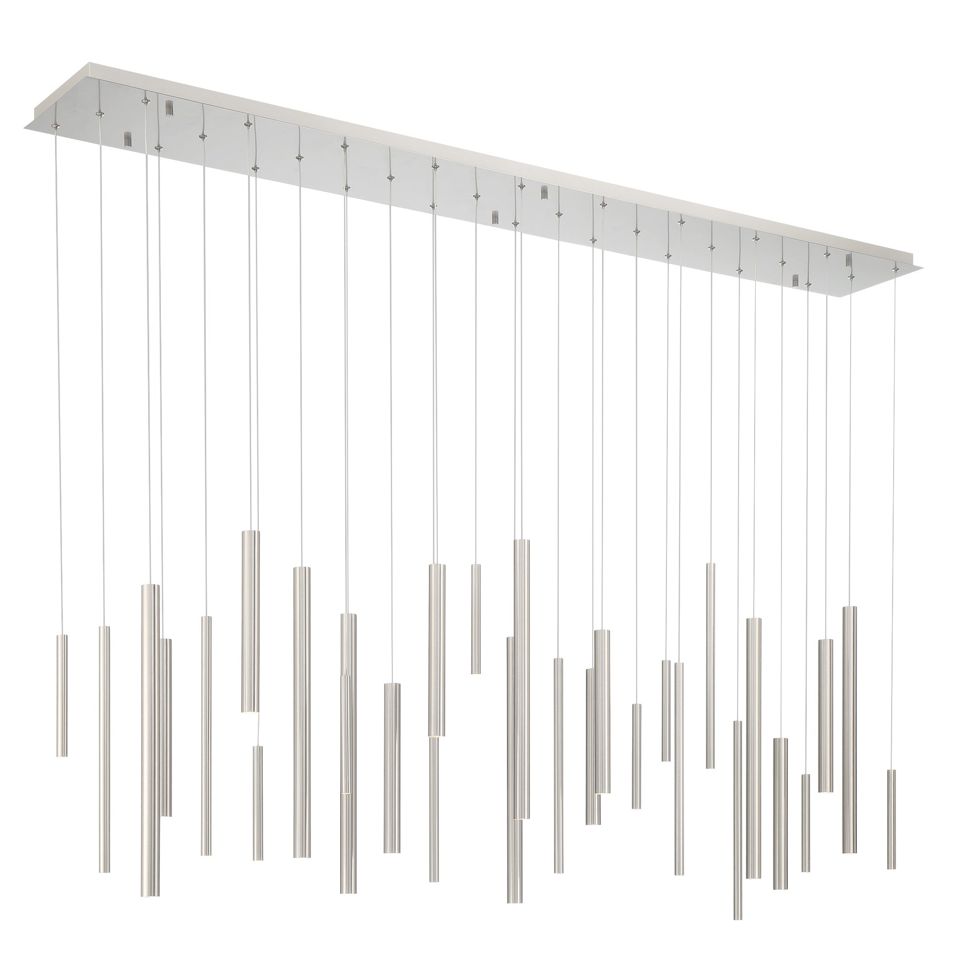 Eurofase Santana 72" 30-Light LED Chandelier, Satin Nickel, front view