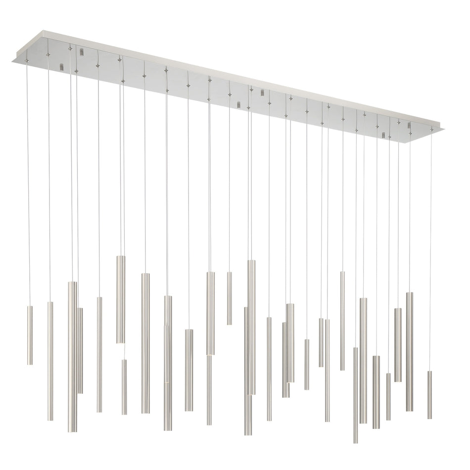 Eurofase Santana 72" 30-Light LED Chandelier, Satin Nickel, front view