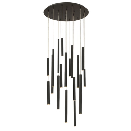 Eurofase Santana 24" 18-Light LED Chandelier, Matte Black, front view