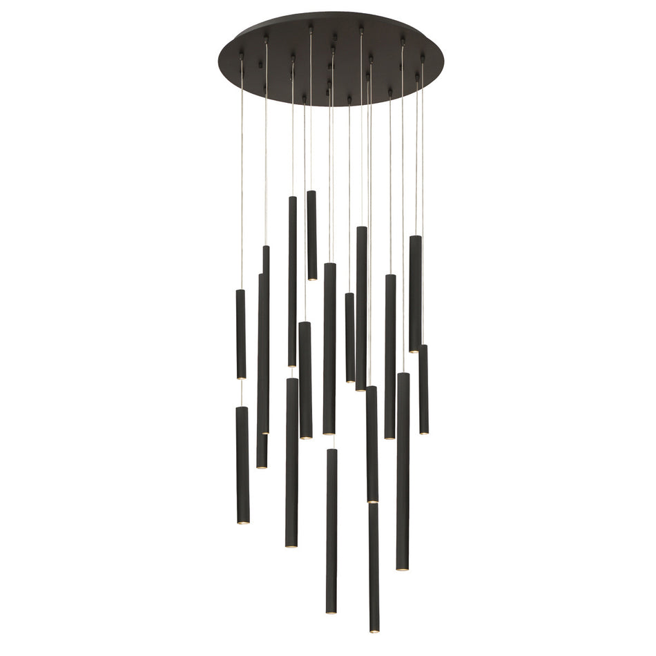 Eurofase Santana 24" 18-Light LED Chandelier, Matte Black, front view