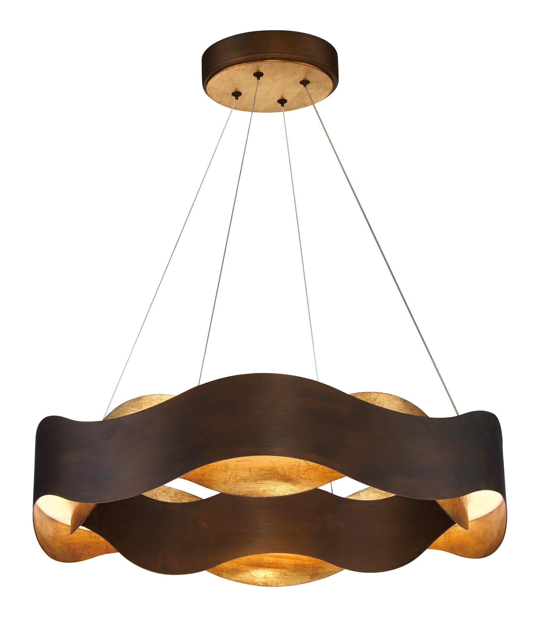 Eurofase Vaughan 24" LED Pendant, Bronze-Gold Mix with Gold Steel, front view
