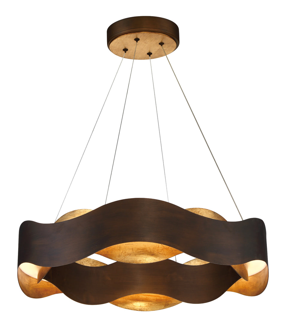 Eurofase Vaughan 24" LED Pendant, Bronze-Gold Mix with Gold Steel, front view