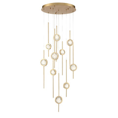 Eurofase Barletta 24" 10-Light LED Chandelier, Gold, front view