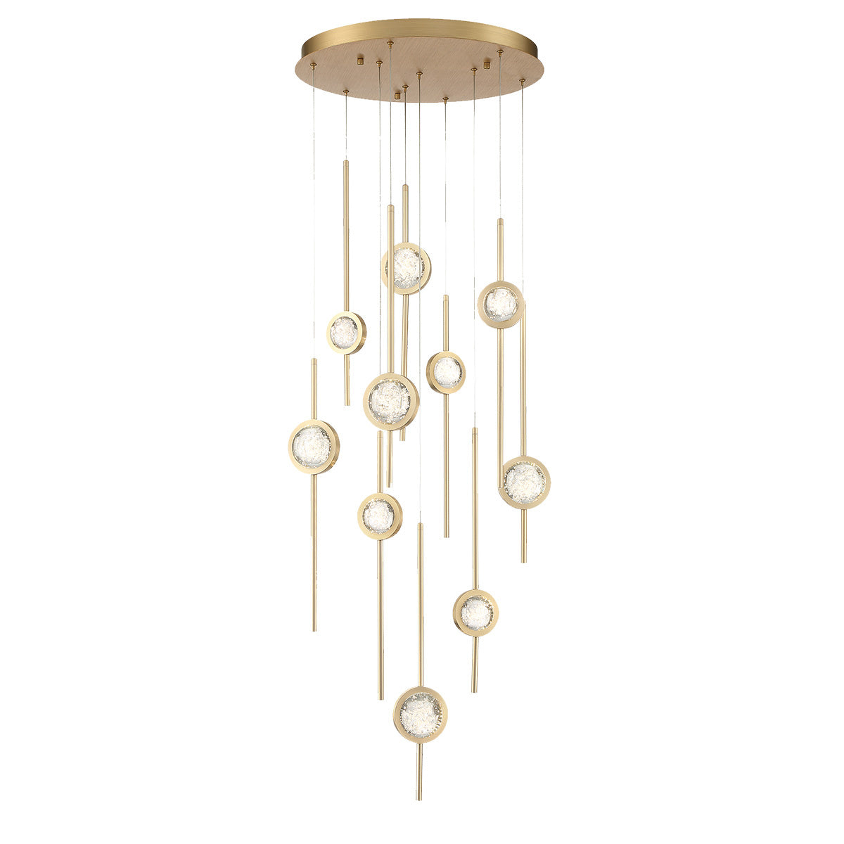 Eurofase Barletta 24" 10-Light LED Chandelier, Gold, front view