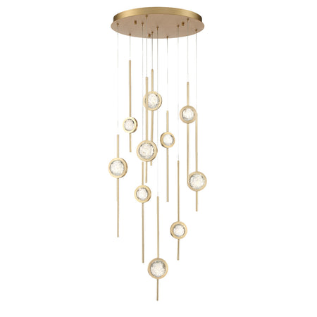 Eurofase Barletta 24" 10-Light LED Chandelier, Gold, front view