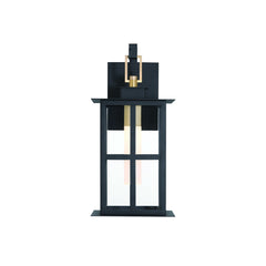 Eurofase Greyson 16" LED Outdoor Wall Light, Brass-Black Mix with Clear Glass, front view