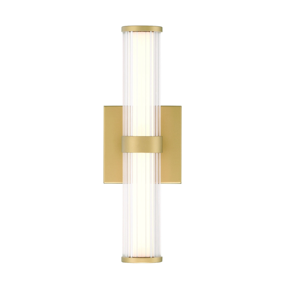 Eurofase Fayton 14" LED Outdoor Wall Light, Matte Gold with Clear Glass, front view