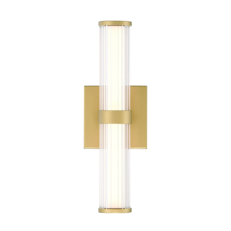 Eurofase Fayton 14" LED Outdoor Wall Light, Matte Gold with Clear Glass, front view