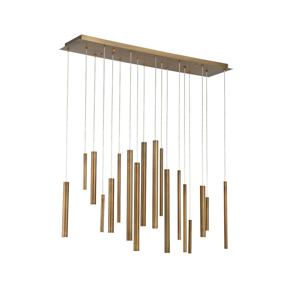 Eurofase Santana 42" 18-Light LED Chandelier, Brushed Brass, front view