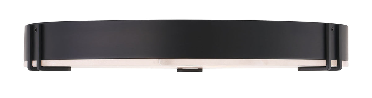 Eurofase Noga 22" LED Flush Mount, Matte Black with Alabaster, front view