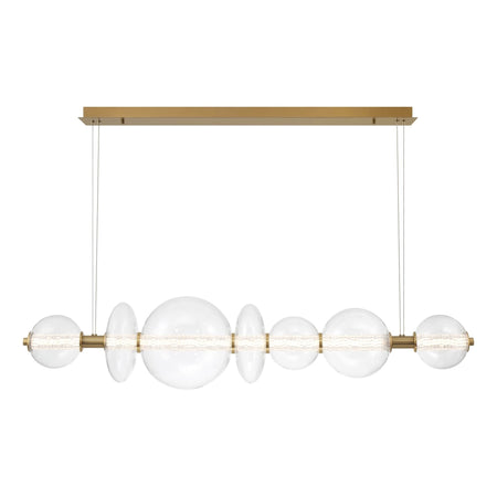 Eurofase Atomo 56" 7-Light Chandelier, Gold with Clear Glass, front view